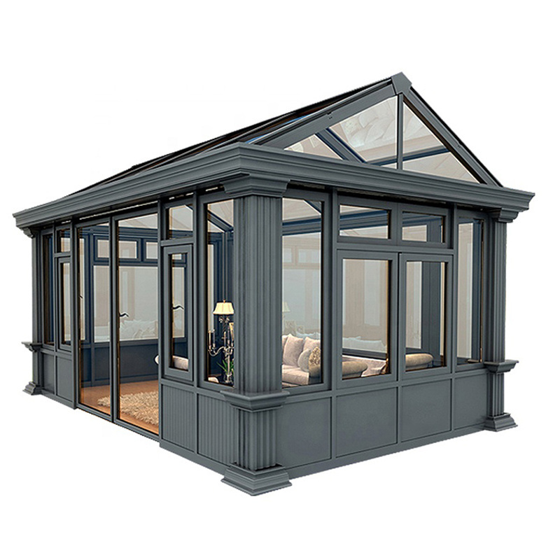 Free standing prefabricated aluminium frame sunshine sun roof room tempered glass window garden sunroom for casa solarium