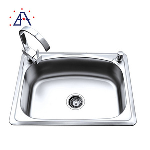 Polished Aluminum Kitchen Sink with Faucet