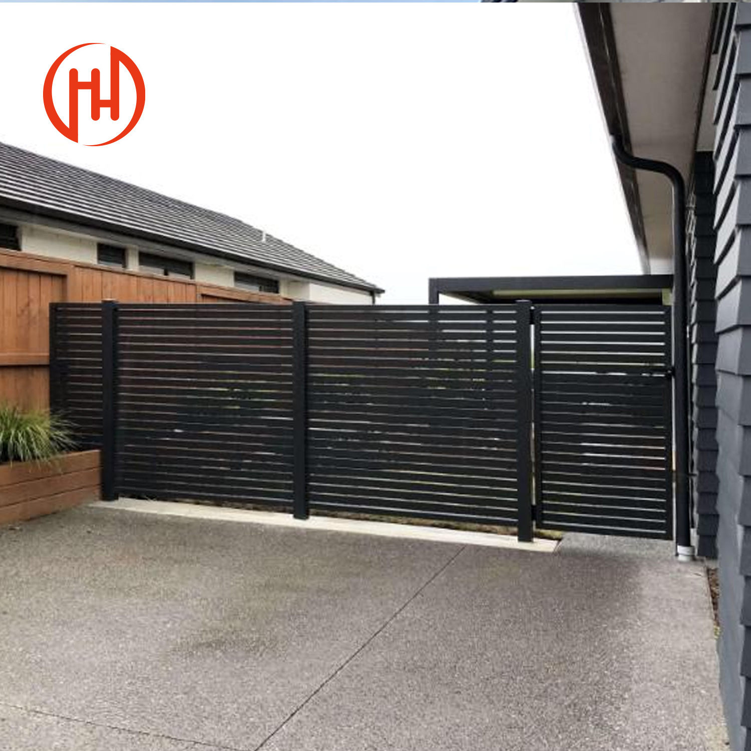 Modern design modular fence easily assembled aluminum metal horizontal yard privacy slat fence