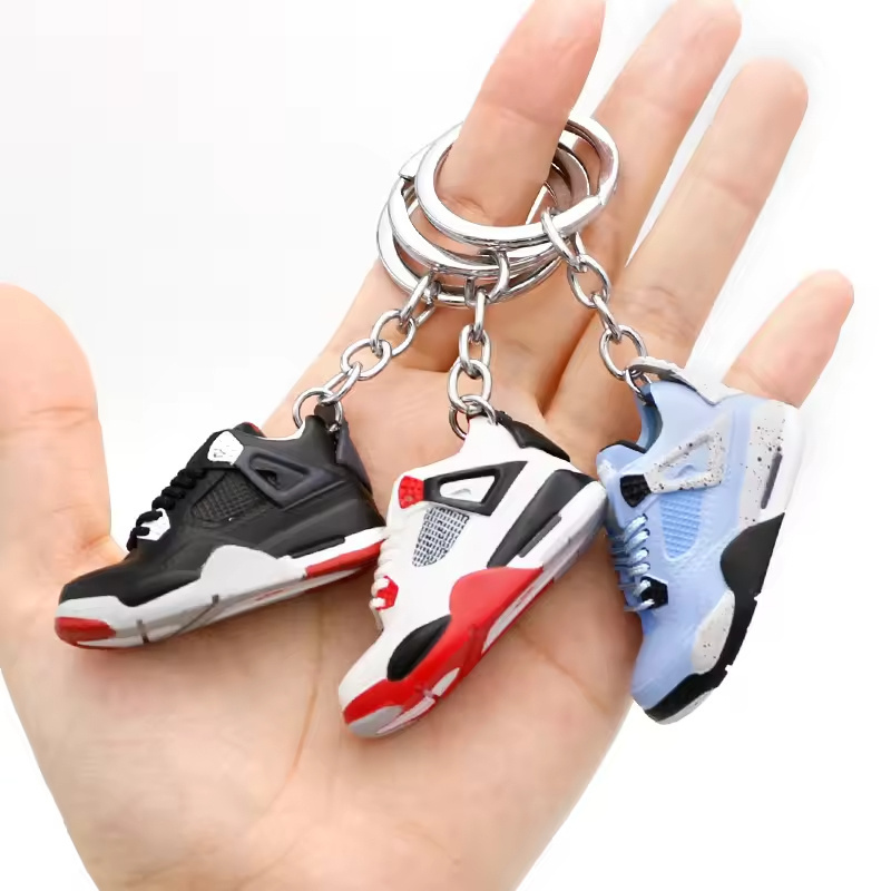 Wholesale Red White Rubber Sport Shoe Key Chain Mini Sneaker Shoe Keychain Running Shoe Keychains