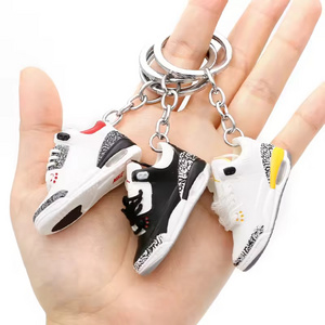 Wholesale Red White Rubber Sport Shoe Key Chain Mini Sneaker Shoe Keychain Running Shoe Keychains