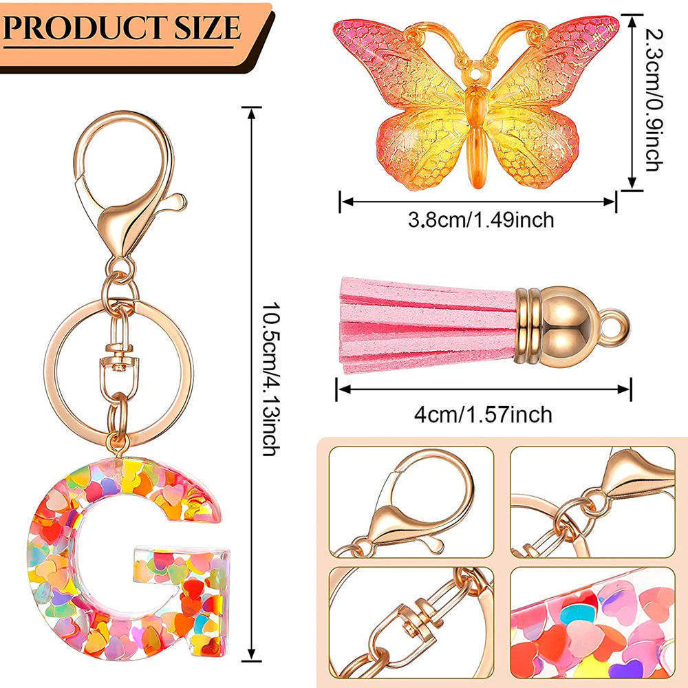 Hand-Made Customized Resin Keychain Alphabet Letters DIY Shape Gift With Colorful Print Letter Keychains