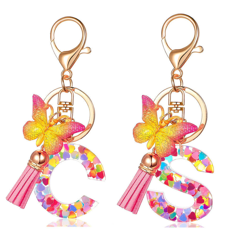 Hand-Made Customized Resin Keychain Alphabet Letters DIY Shape Gift With Colorful Print Letter Keychains