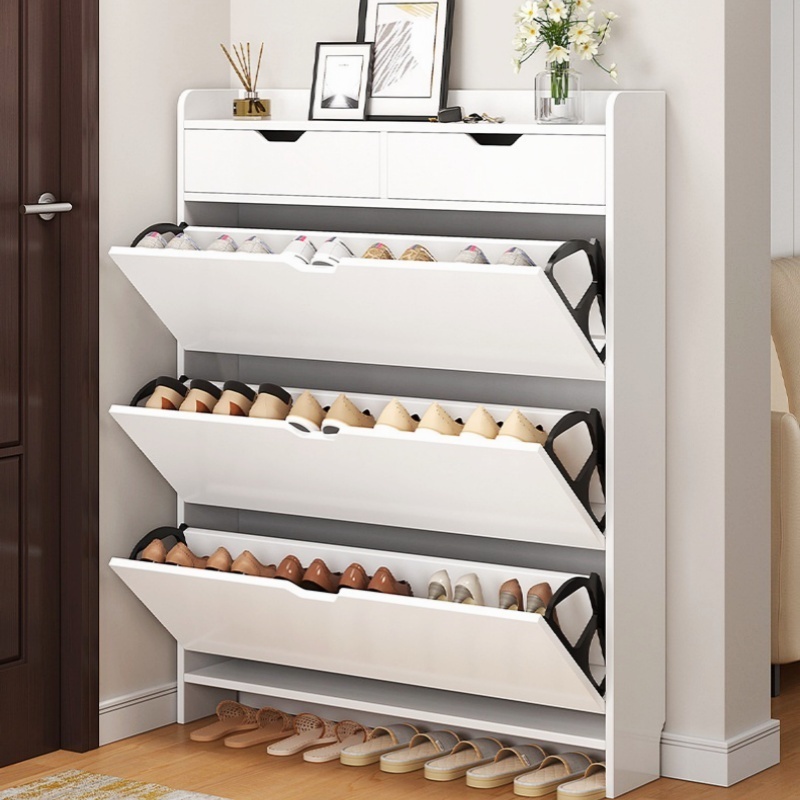 High Quality Modern 2 Drawers Storage White Shoe Cabinet Shoe Organizer For Home Entry Use