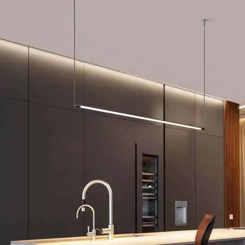 Modern Linear Ceiling Light Lamp Black led strip Aluminum 3000K 4000K LED Pendant Lighting Fixture