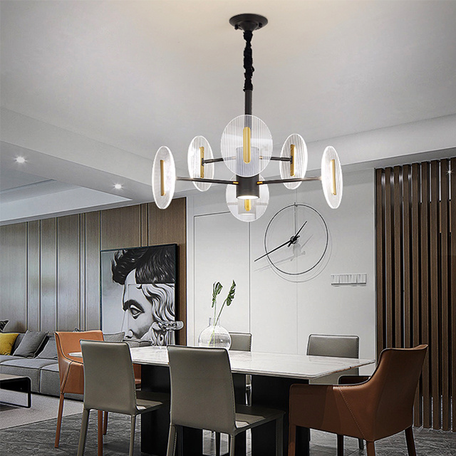 Modern 6 lights Ceiling Light Fixture Semi Flush Mount Pendant Lighting Metal Vintage Metal Chandelier