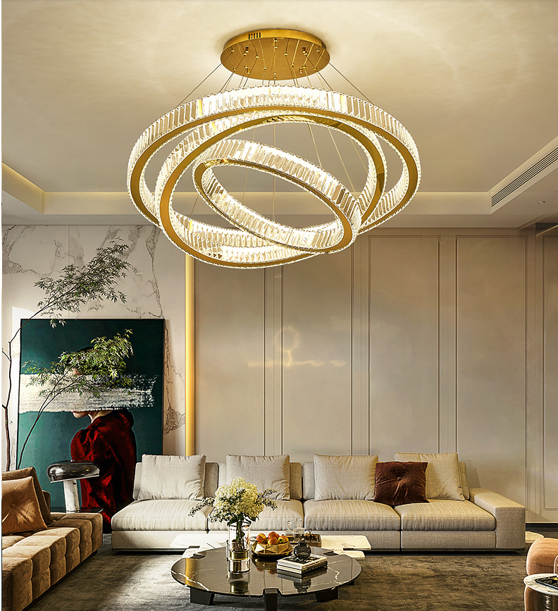 Modern Simple Upscale Ring chandeliers large contemporary modern crystal long staircase chandelier