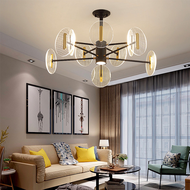 Modern 6 lights Ceiling Light Fixture Semi Flush Mount Pendant Lighting Metal Vintage Metal Chandelier