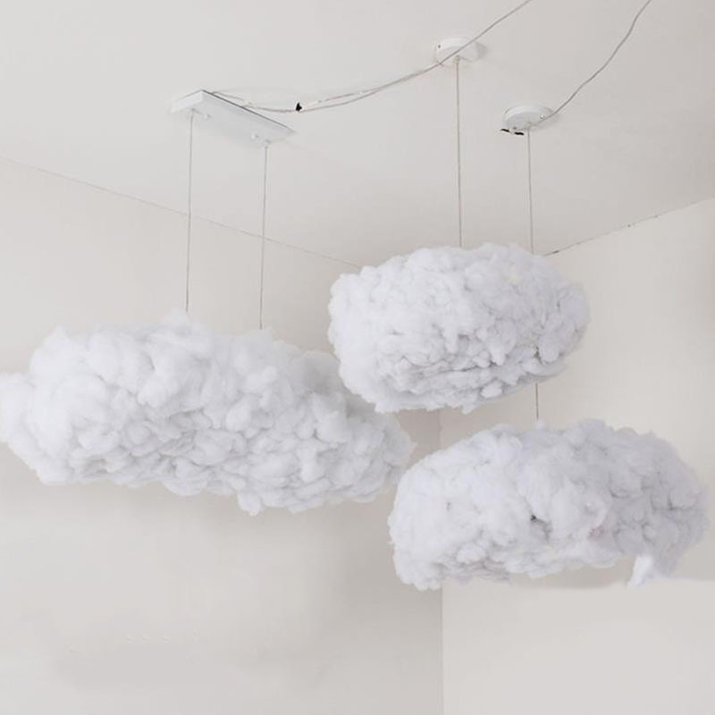 Cotton Silk Child Room Bedroom Home Decor Modern Floating Cloud Ceiling Pendant Light Fabric 220V 90 Light Luxury Brilliant 1000