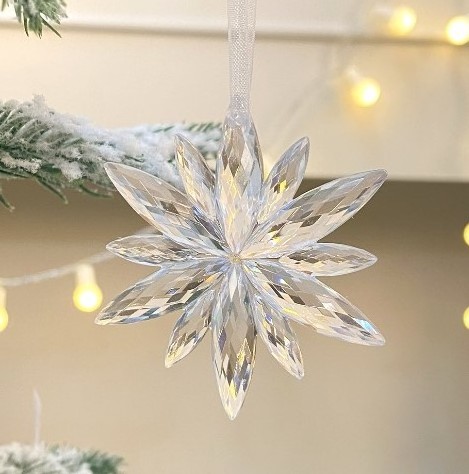 Hanging plastic clear Acrylic Christmas Snowflake Ornaments for Christmas Tree decoration Winter New Year Party Supplies