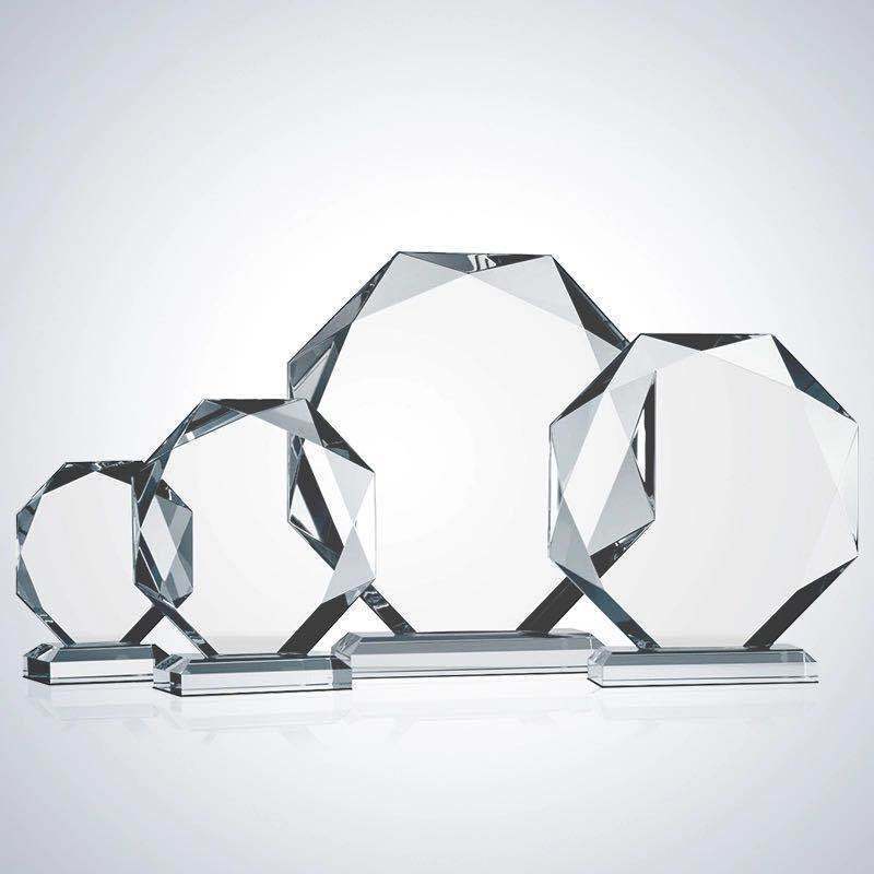 customized octagon crystal award   blank glass award trophy