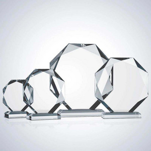 customized octagon crystal award   blank glass award trophy