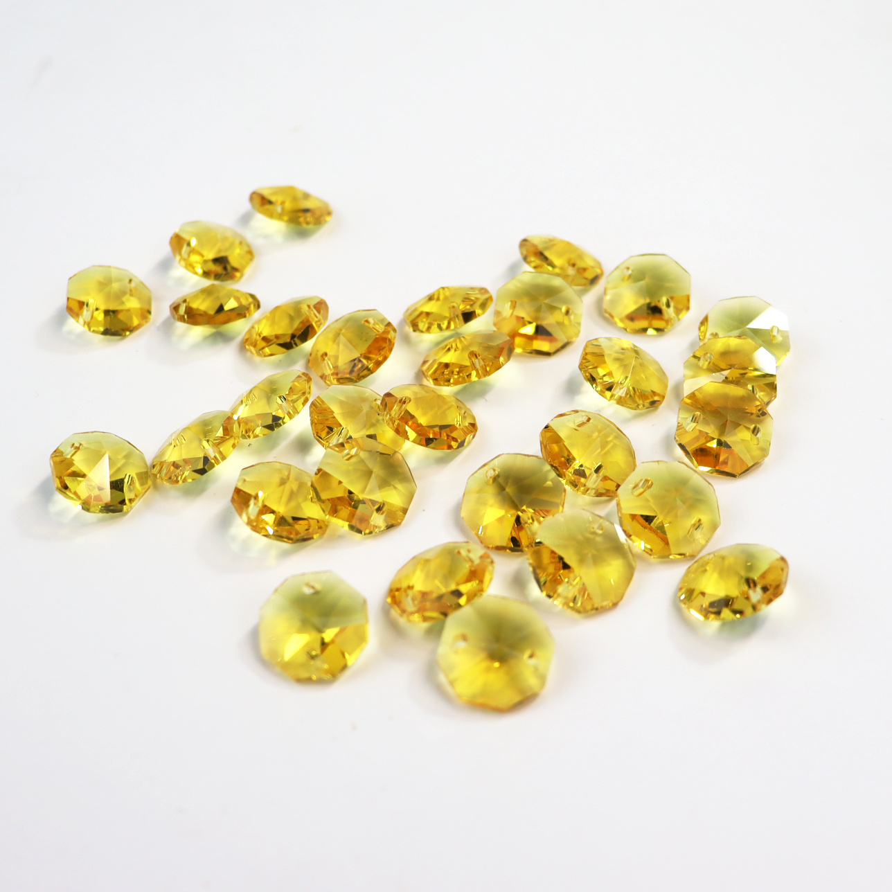 14mm  yellow crystal chandelier octagon suncather hanging garland  beads with two hole