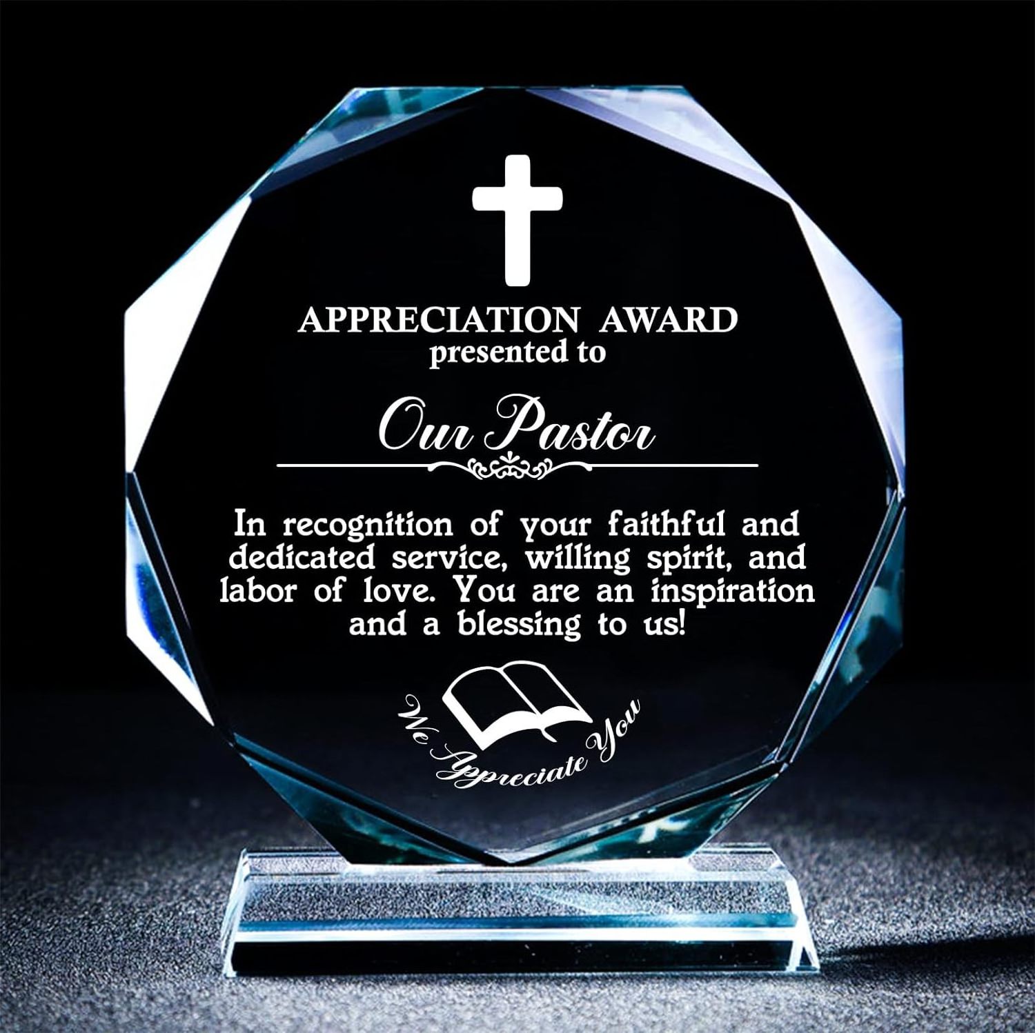 customized octagon crystal award   blank glass award trophy