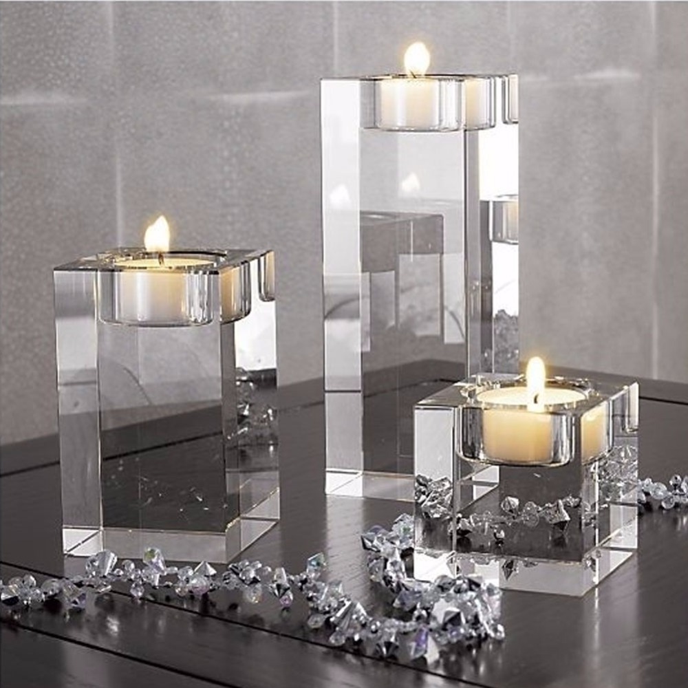 Europe k9 crystal Tealight candleHolders For Wedding Home Decor Candlestick table centerpieces