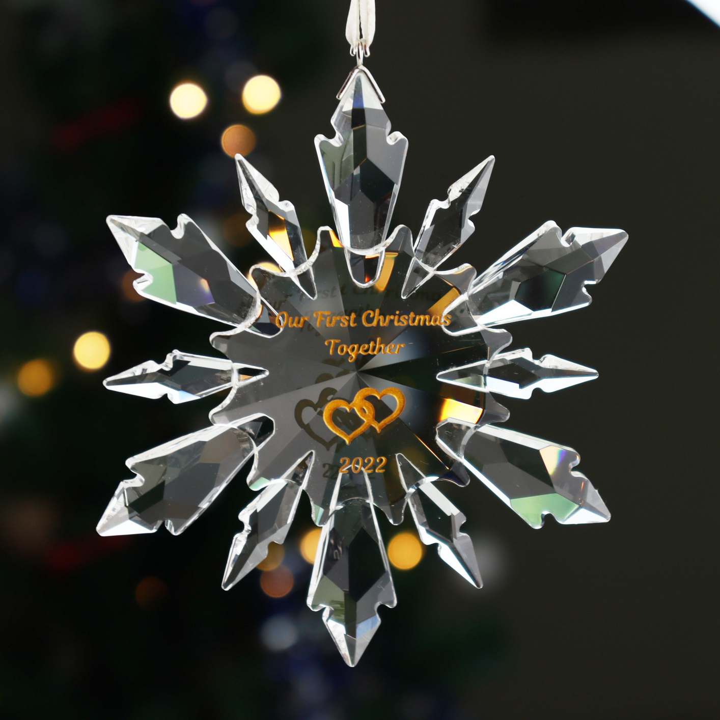 2023 Custom designed personalized crystal glass snowflake ornament for christmas gift