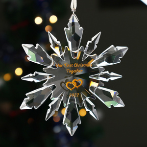 2023 Custom designed personalized crystal glass snowflake ornament for christmas gift