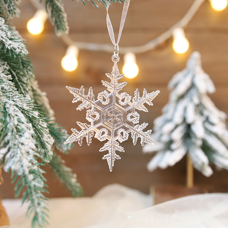 Hanging plastic clear Acrylic Christmas Snowflake Ornaments for Christmas Tree decoration Winter New Year Party Supplies