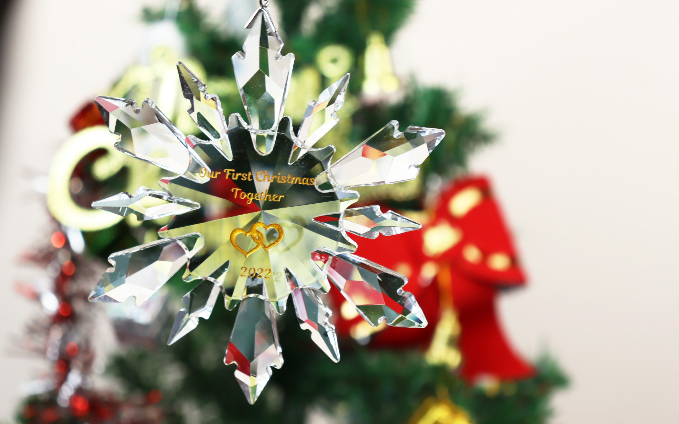 2023 Custom designed personalized crystal glass snowflake ornament for christmas gift