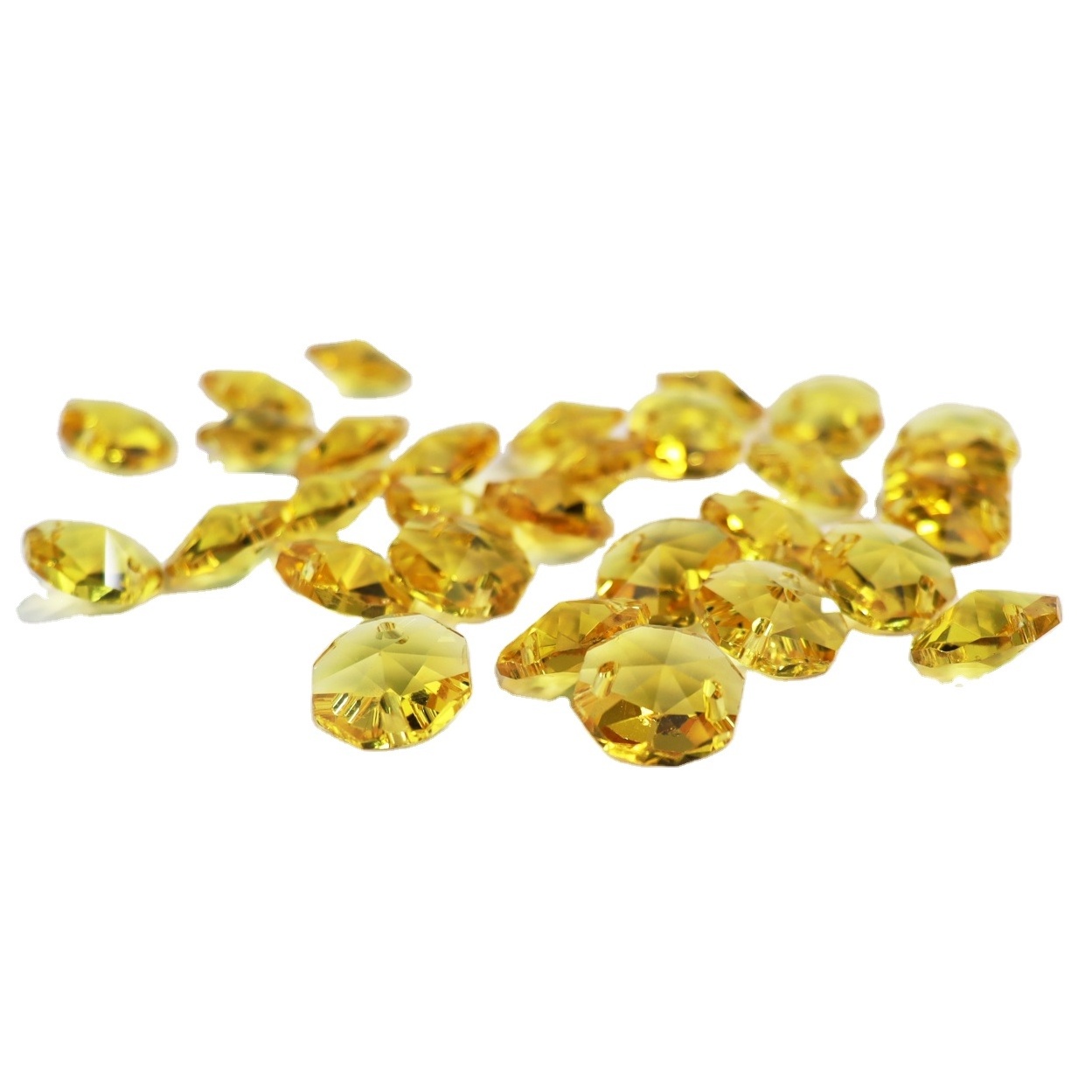 14mm  yellow crystal chandelier octagon suncather hanging garland  beads with two hole