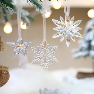 Hanging plastic clear Acrylic Christmas Snowflake Ornaments for Christmas Tree decoration Winter New Year Party Supplies