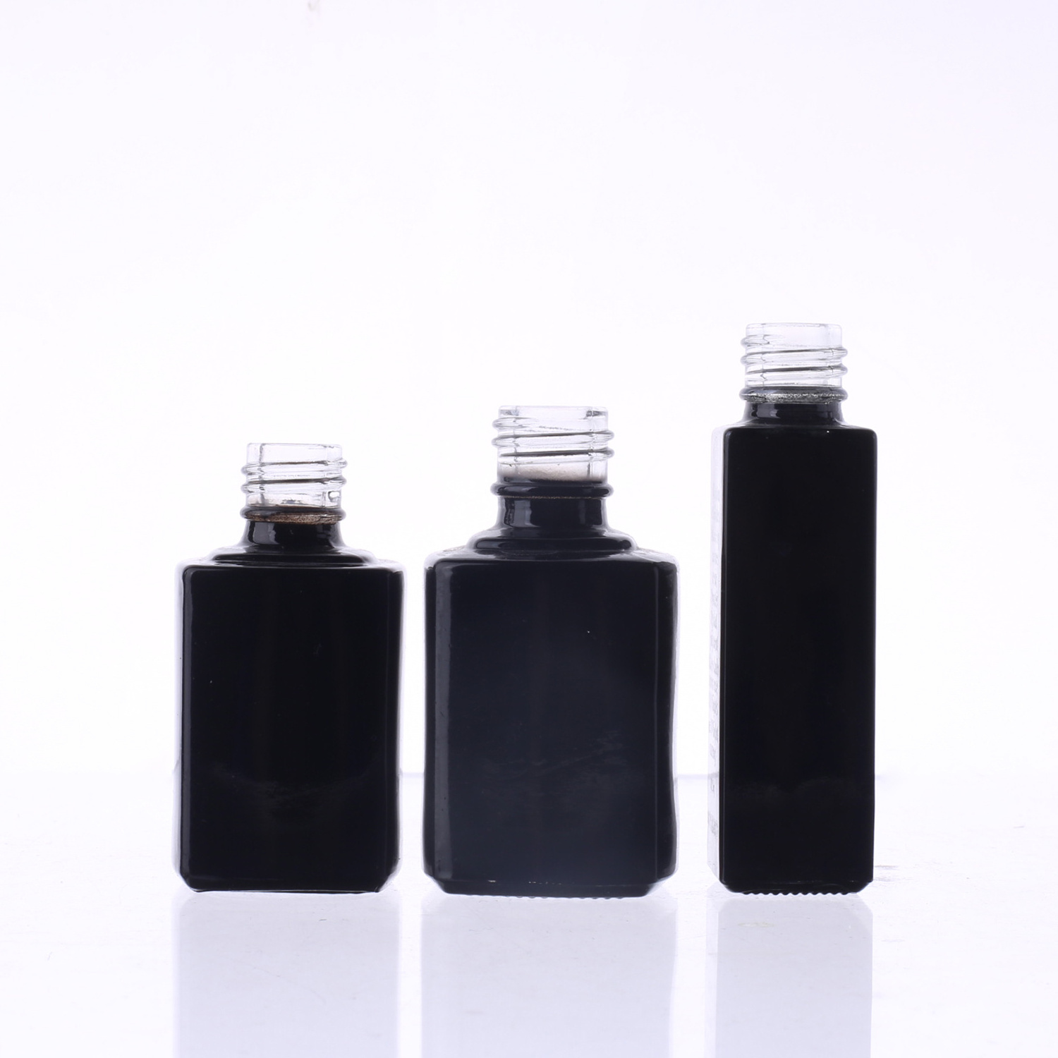 Glass Nail Polish Bottle 10ml 12ml 15ml Glossy Black Rectangle Square Oil Glass Nail Polish bottle