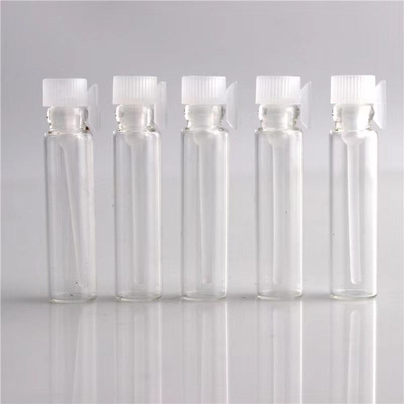 1ml 2ml Small Empty Clear Round Sample Test Essential Oil Attar Glass Perfume Bottle with stick