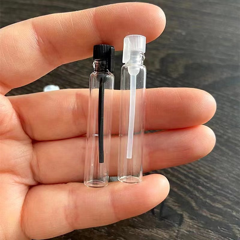 1ml 2ml Small Empty Clear Round Sample Test Essential Oil Attar Glass Perfume Bottle with stick