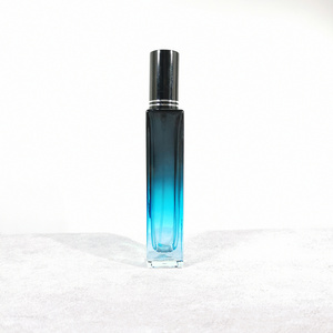 perfume bottle dark blue factory price portable flat rectangle thick bottom perfume glass bottle