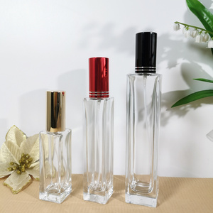 Empty clear 30ml 50ml 100ml Rectangle Square Screw Cap Sprayer Glass Perfume Bottle with logo custom