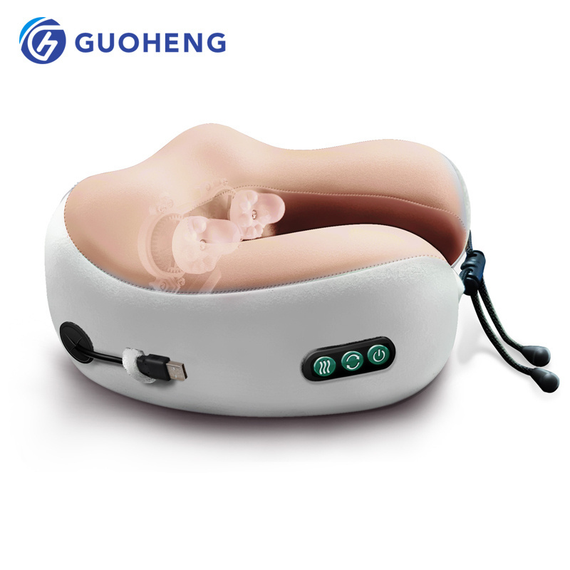 GUOHENG 2022 GUOHENG Wholesale commercial travel portable portable u - shaped vibration kneading hot neck massage pillow