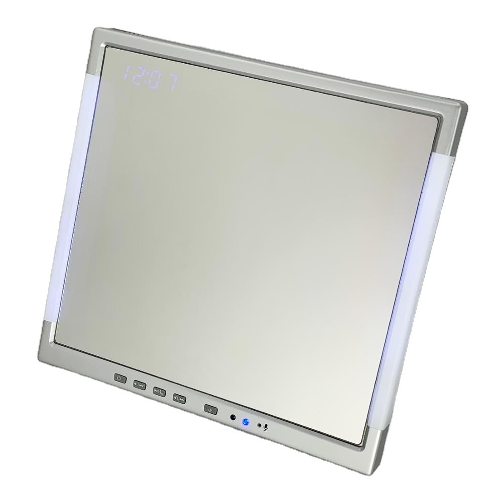 Shower bath room mirror  Radio with wireless speaker and LED clock light