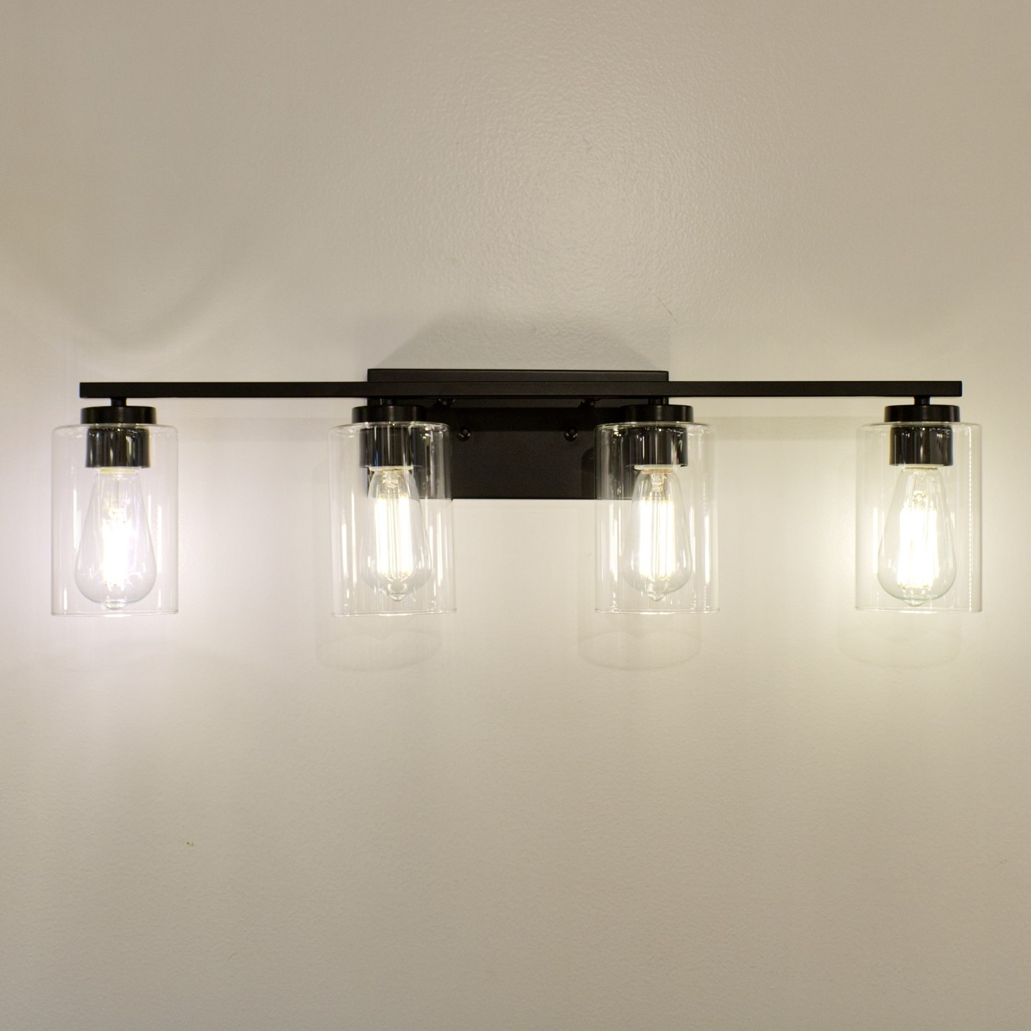 Customized Copen Modern Black Vanity Light with Clear Glass and 3lt Medium Base for Bathroom and Garage lighting Use