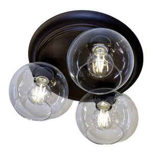 Premium Bronze Clear Glass Drei Globe Flush Mount Medium Base Pendant Lights for Hotel Lobby Lighting Use at Best Prices