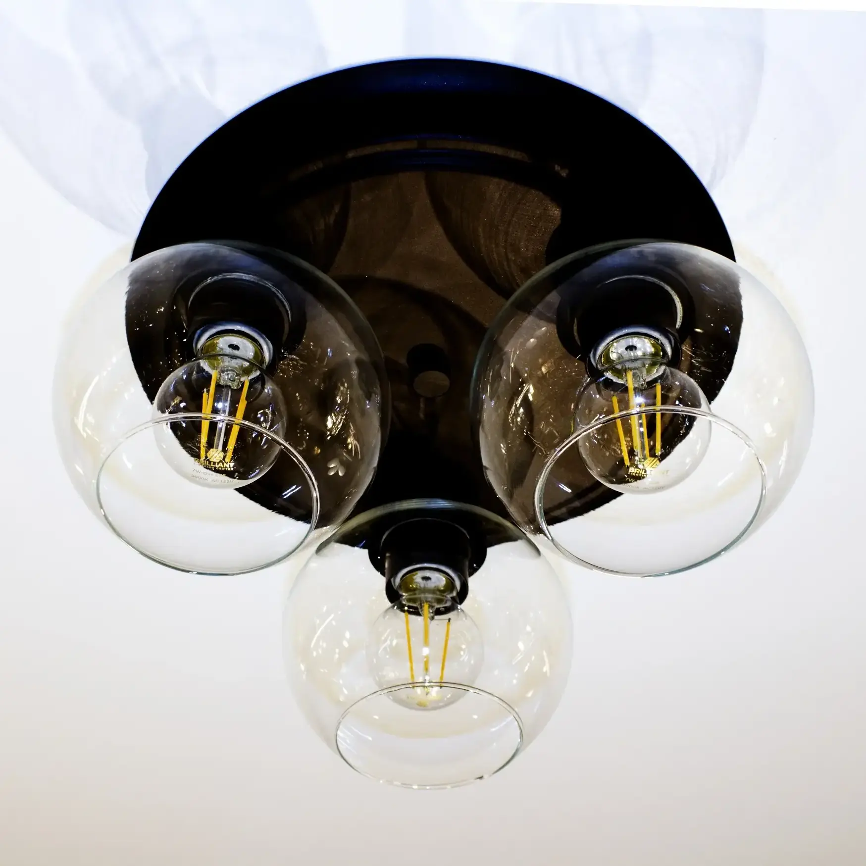 Premium Bronze Clear Glass Drei Globe Flush Mount Medium Base Pendant Lights for Hotel Lobby Lighting Use at Best Prices