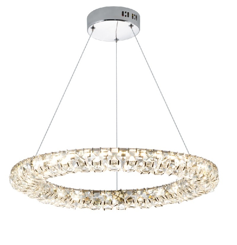 Premium Chrome Finished New York Crystal Ring LED Pendant Lights for Living Room Lighting Options at Best Prices