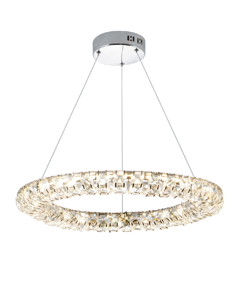 Premium Chrome Finished New York Crystal Ring LED Pendant Lights for Living Room Lighting Options at Best Prices