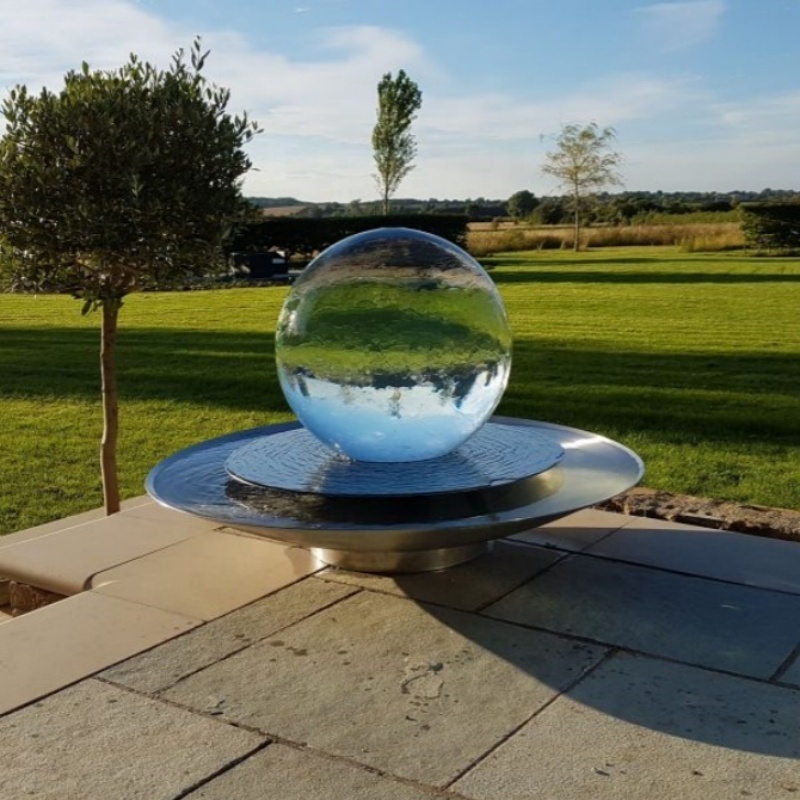 Wholesale Price Modern Outside Feature Home Decoration Large Stainless Steel Light Acrylic Sphere Garden Water Fountain Outdoor