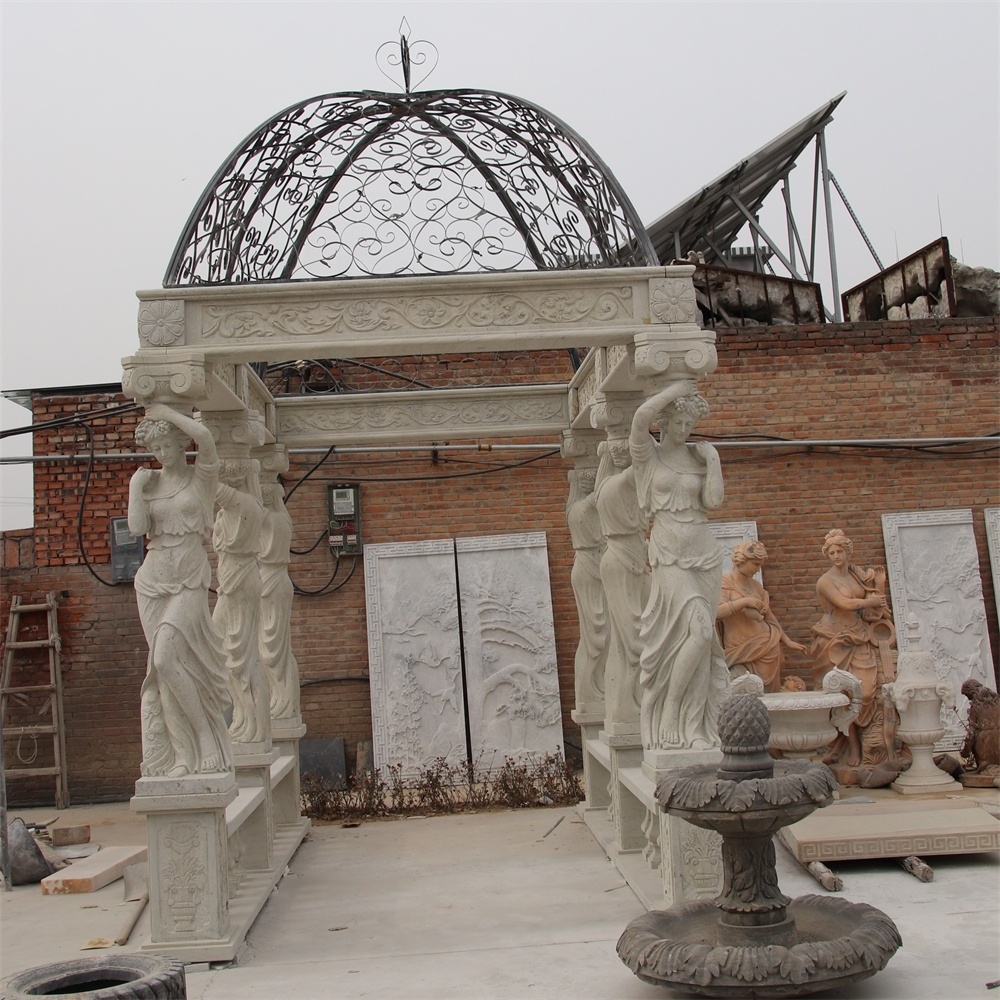 New Product Customized Size Outdoor Decoration Marble Pavilion Western Gazebo Marble