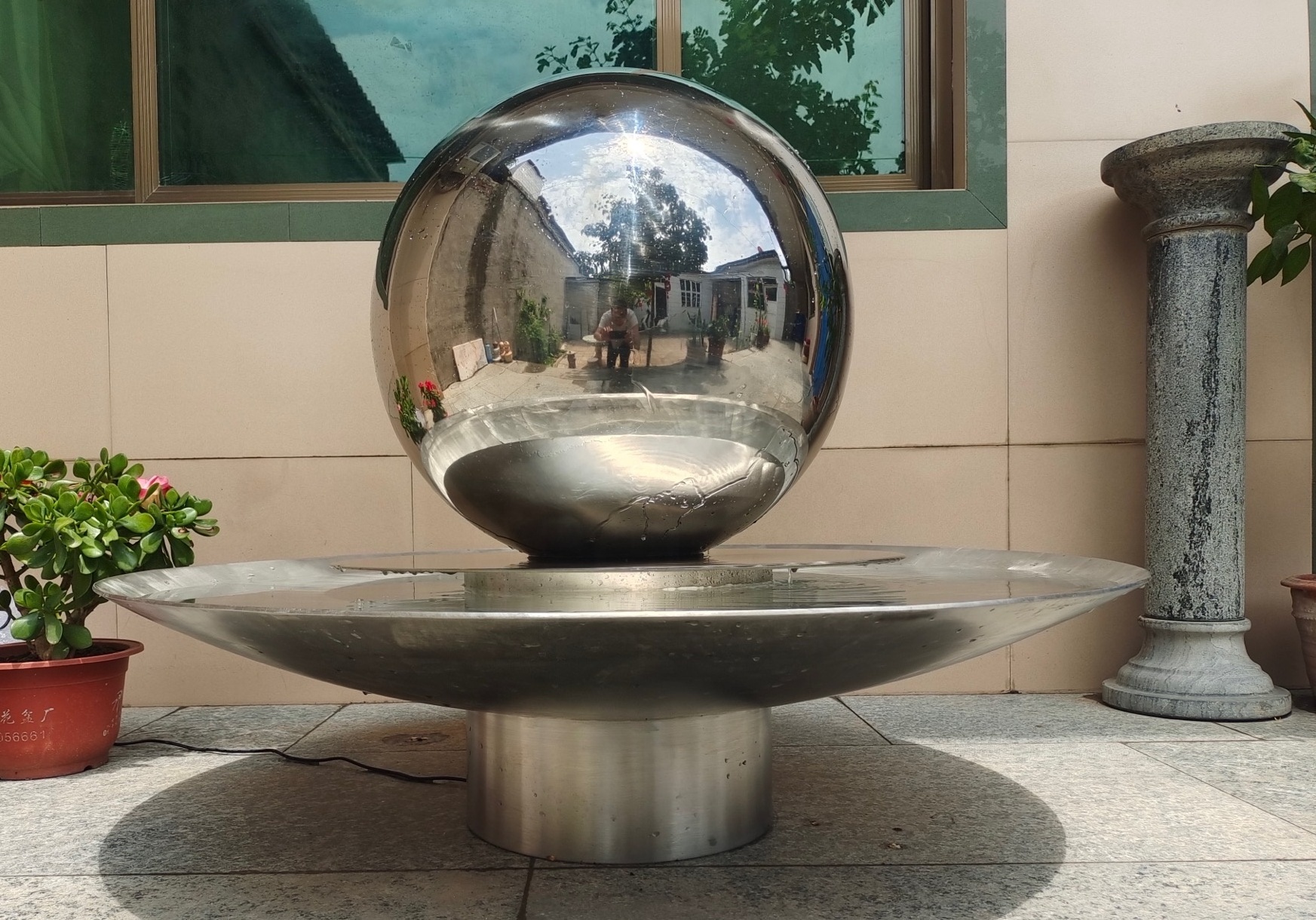 Garden Shopping mall stainless steel outdoor water fountain sphere globe fountain