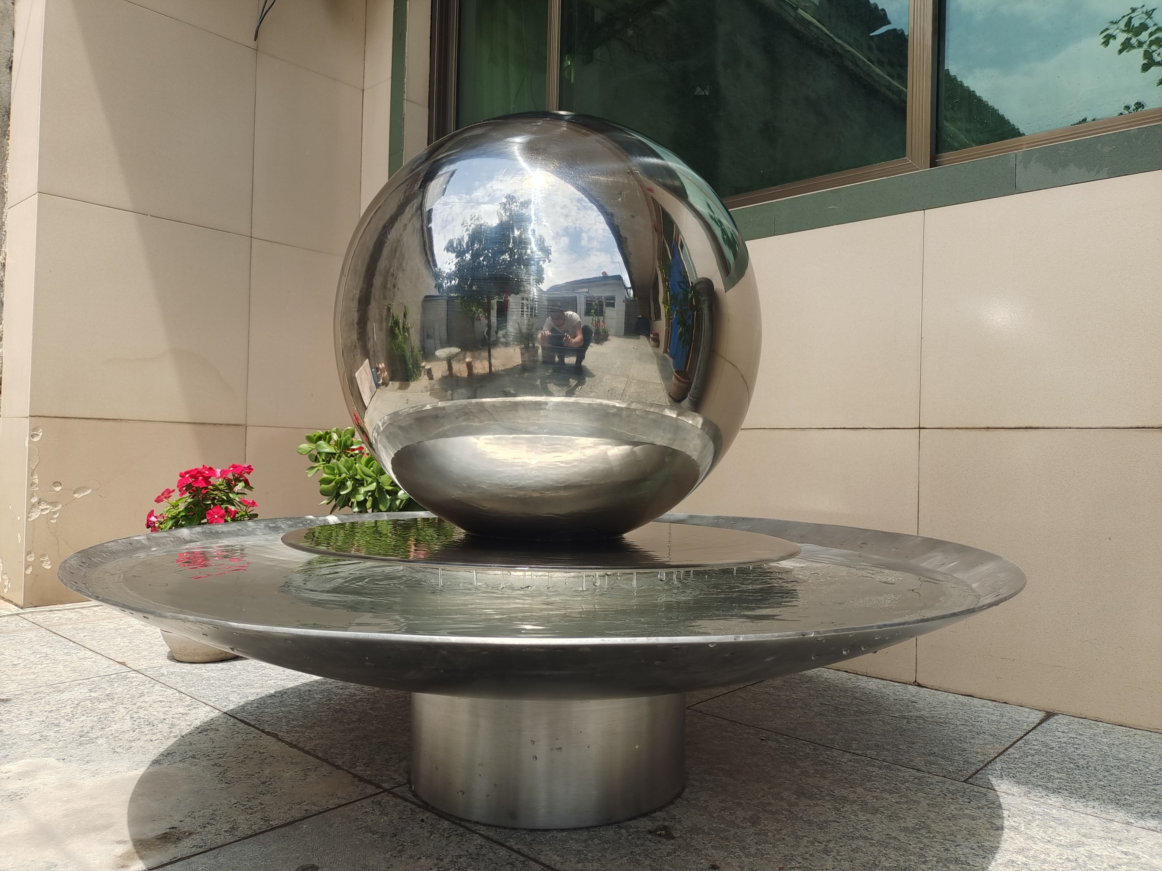 Garden Shopping mall stainless steel outdoor water fountain sphere globe fountain