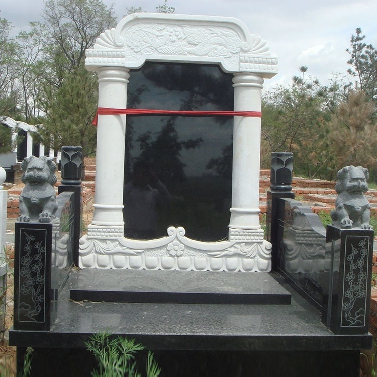 Chinese Style Black Stone Marble Tombstone