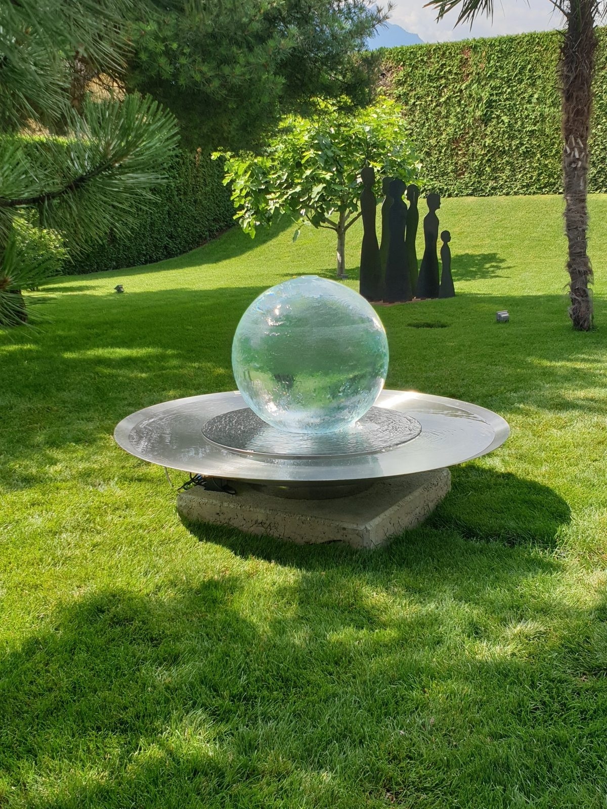 Wholesale Price Modern Outside Feature Home Decoration Large Stainless Steel Light Acrylic Sphere Garden Water Fountain Outdoor