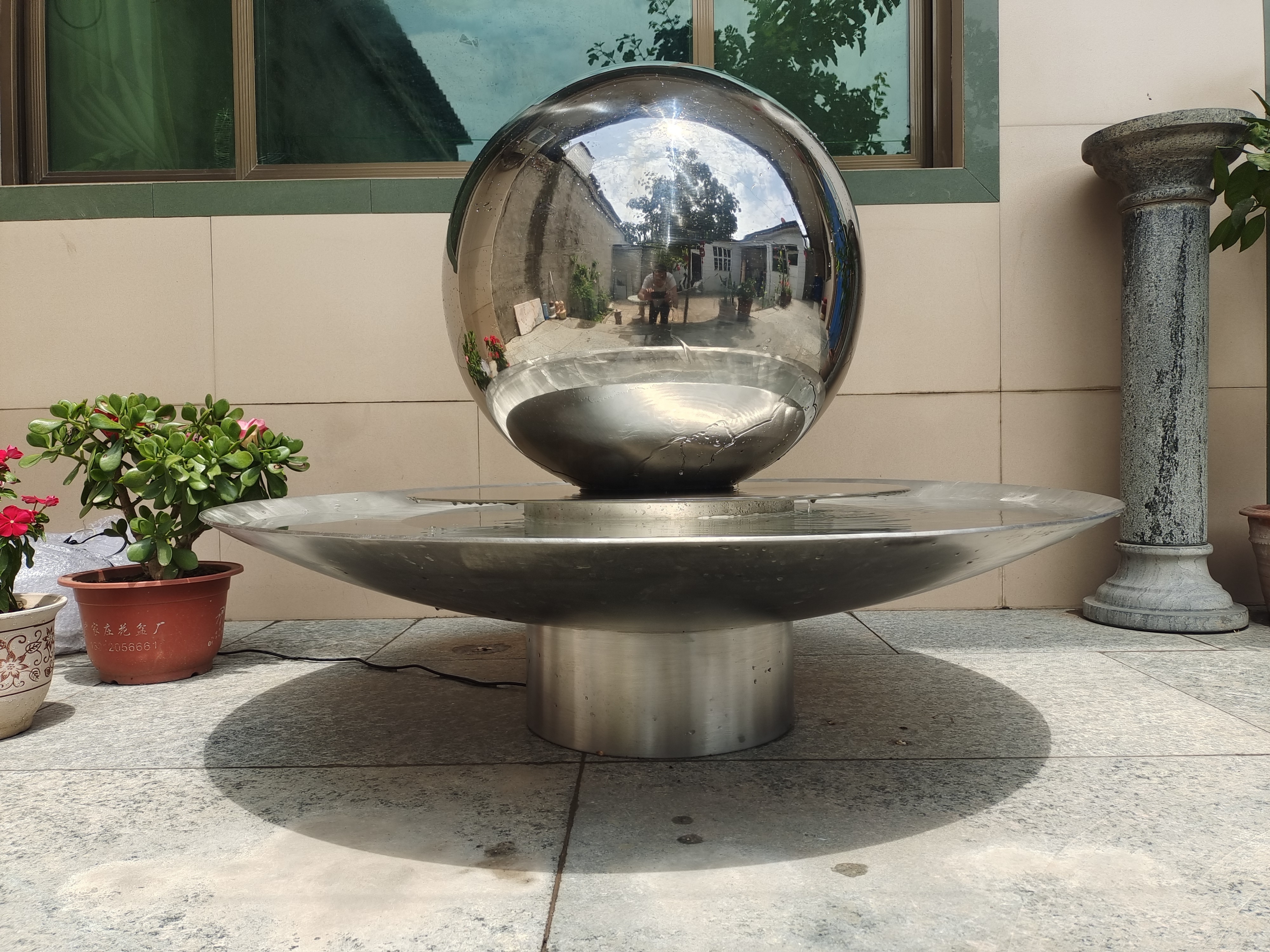 Garden Shopping mall stainless steel outdoor water fountain sphere globe fountain