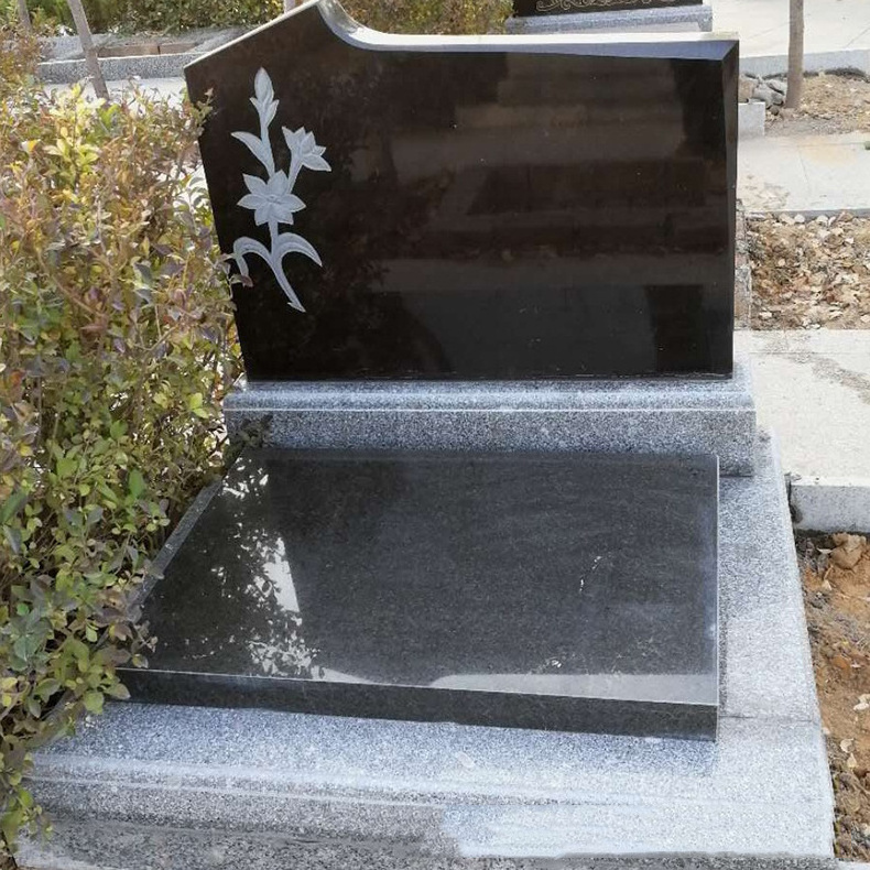 Chinese Style Black Stone Marble Tombstone