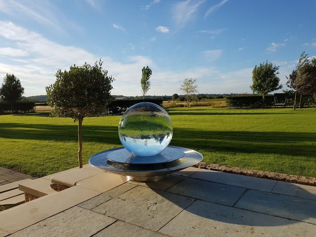 Wholesale Price Modern Outside Feature Home Decoration Large Stainless Steel Light Acrylic Sphere Garden Water Fountain Outdoor