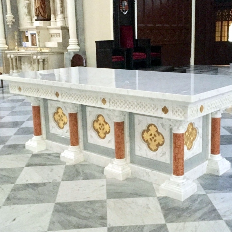 Religious Decorated Natural Stone Carved Marble Catholic Church Altar Table