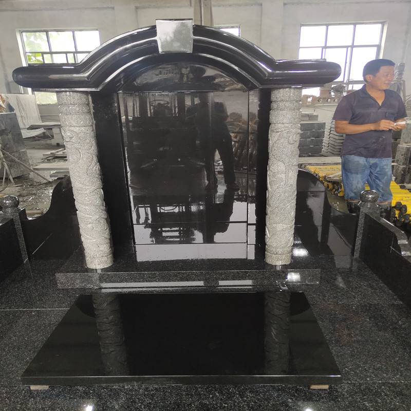 Chinese Style Black Stone Marble Tombstone