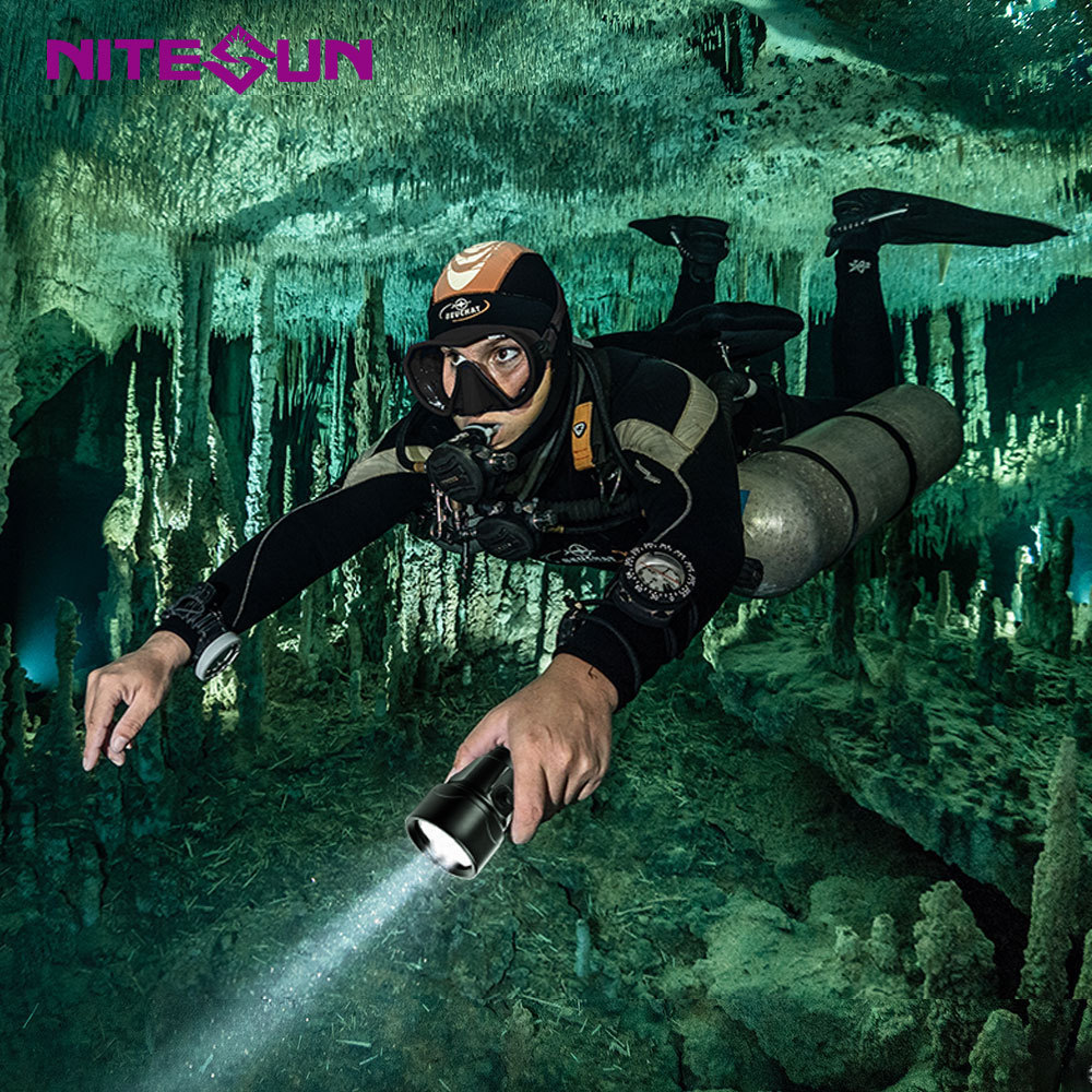 Nitesun ND51 2500 lumens Powerful Dive Strobe Flashlight For Scuba Waterproof Diving Torch High Beam Led Canister Light