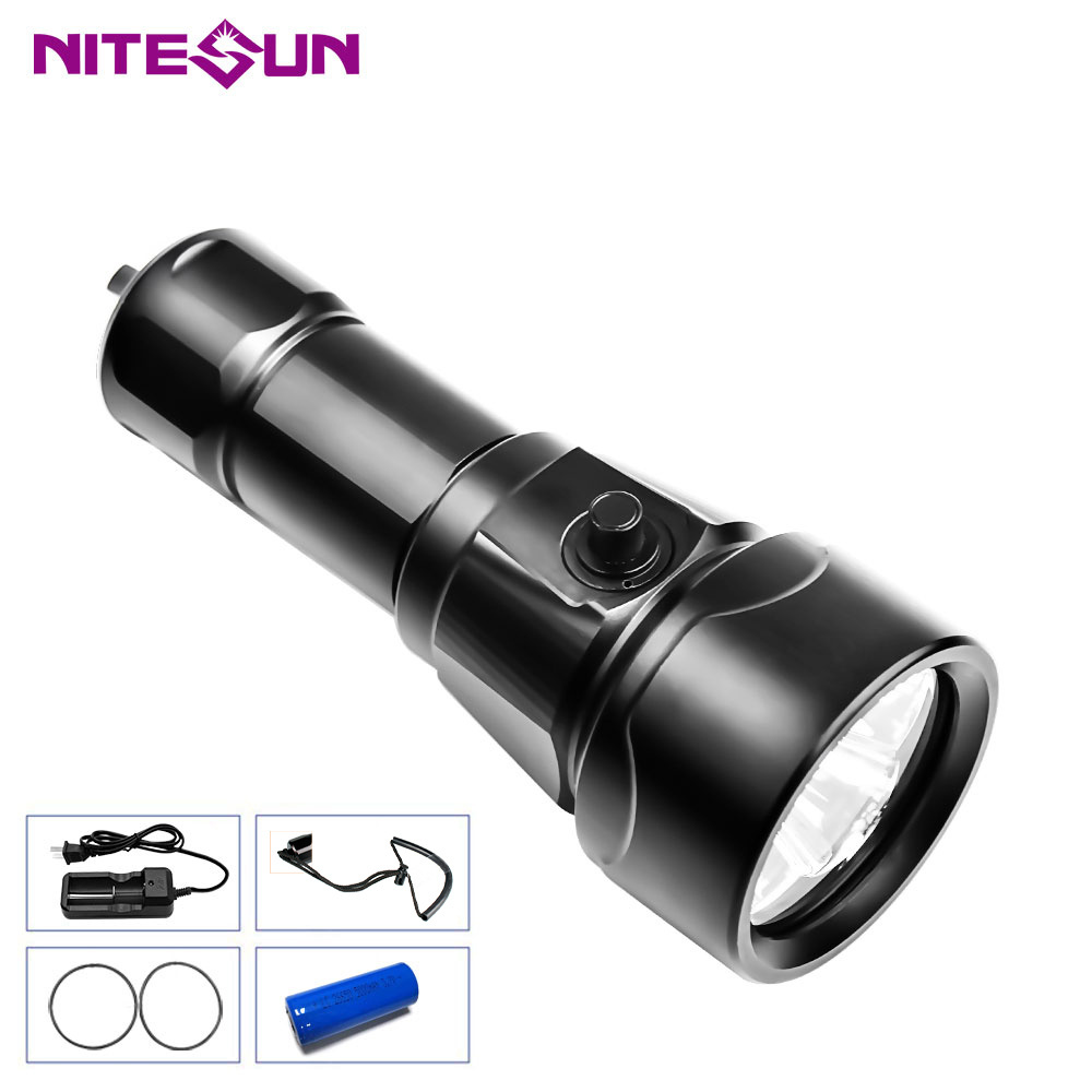 Nitesun ND51 2500 lumens Powerful Dive Strobe Flashlight For Scuba Waterproof Diving Torch High Beam Led Canister Light